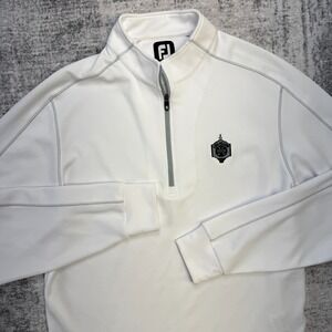 FootJoy Sweater Mens Medium White 1/4 Zip Golf Performance Sweatshirt Pullover